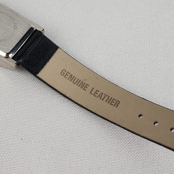 Black Leather Silver Rhinestone M Watch - Picture 7 of 8